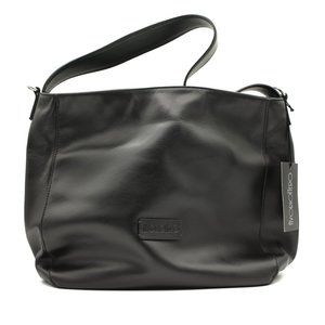 Avorio Authentic Italian Leather Black Hobo Bag